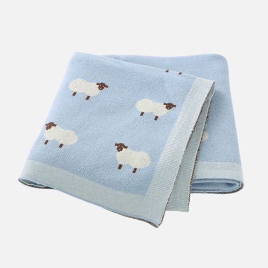 Couverture bebe tricot bleu | Esther Bébé