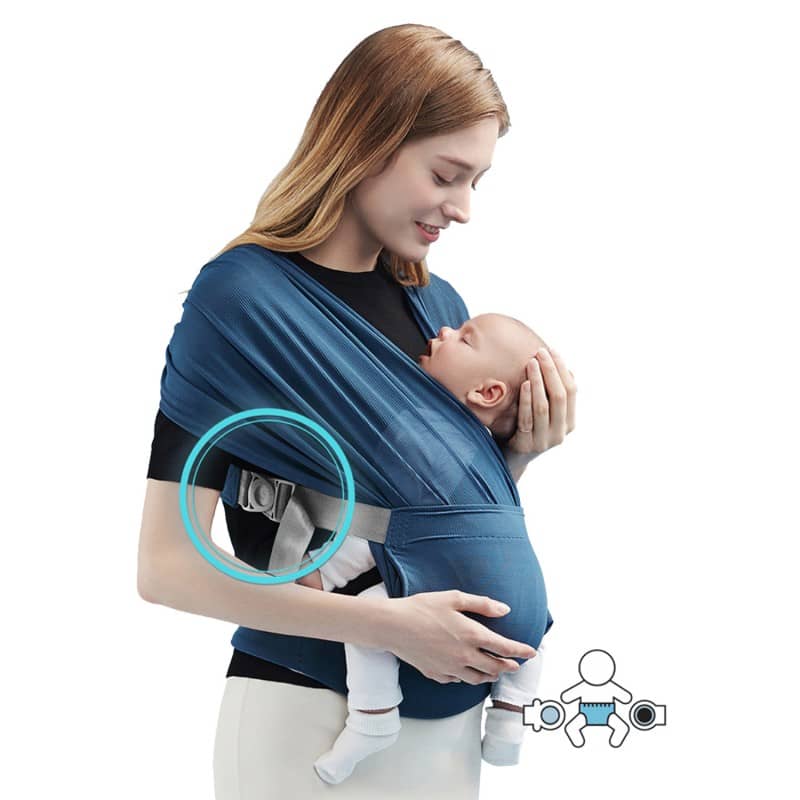 Écharpe de portage bébé - bleu - Esther