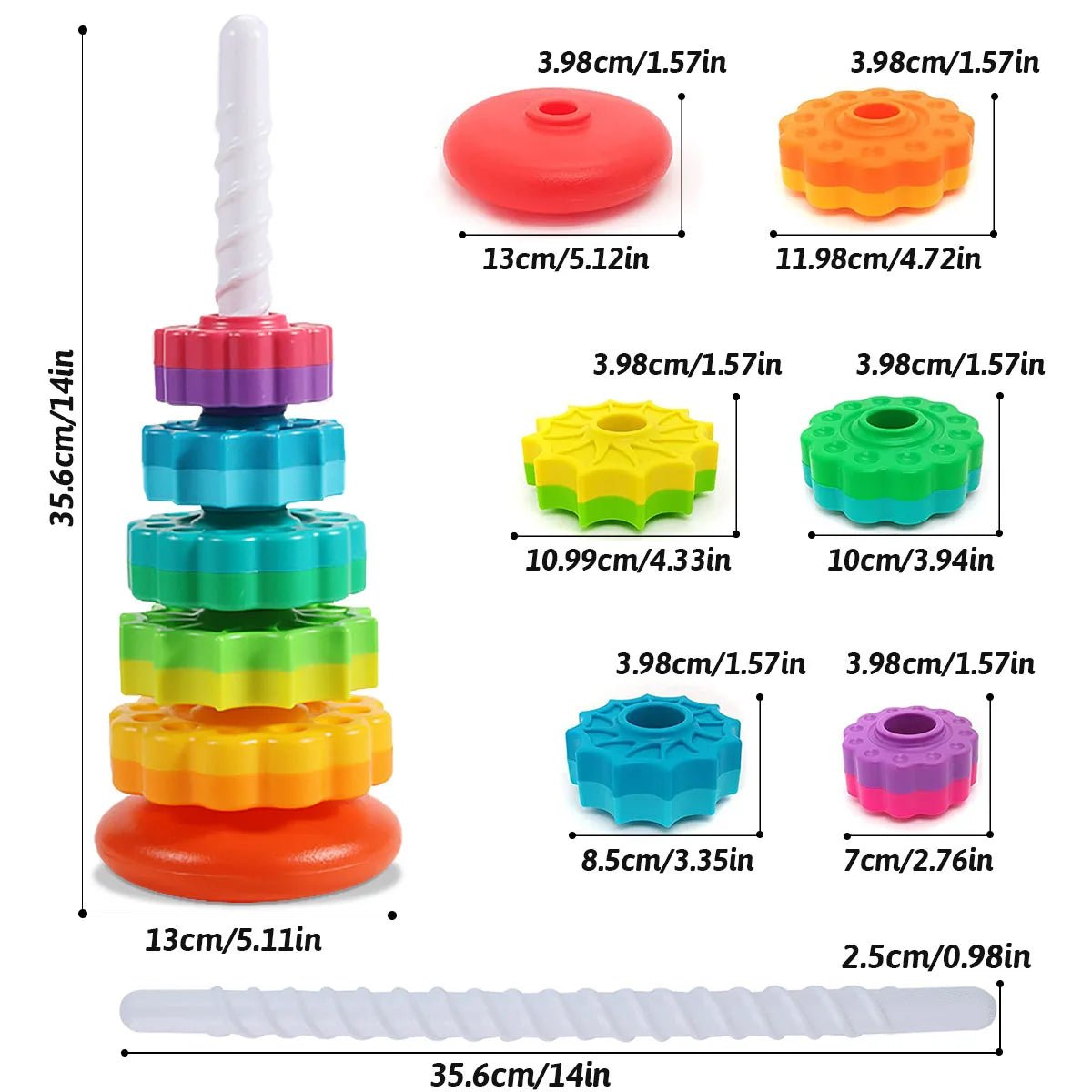 Jouet empilable rotatif | Montessori Rainbow Tower ™ - Esther