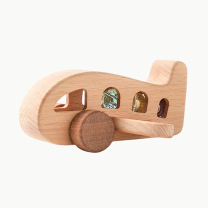 avion-en-jouet-jouet-en-bois-violet-jaune-vert