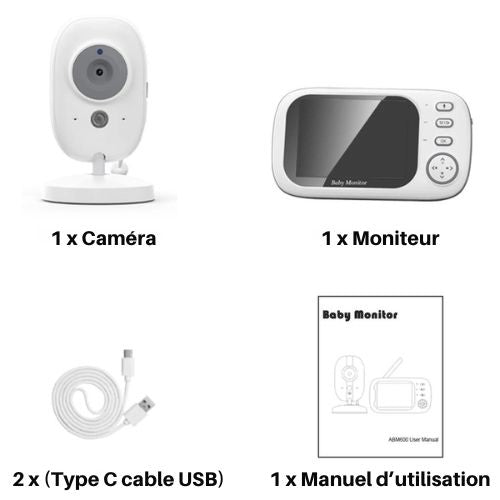 Babyphone - Vidéo Sans Fil Eye4U – Caméra Bébé HD avec Vision Nocturne, Audio Bidirectionnel et Surveillance Température - Esther